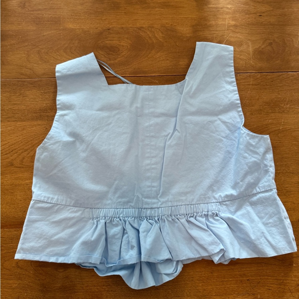 Zara Blue Crop Peplum Tank Top - Picture 2 of 3
